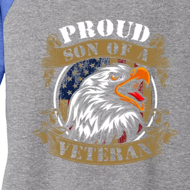 Proud Son Of A Veteran Cool Gift Women's Tri-Blend 3/4-Sleeve Raglan Shirt