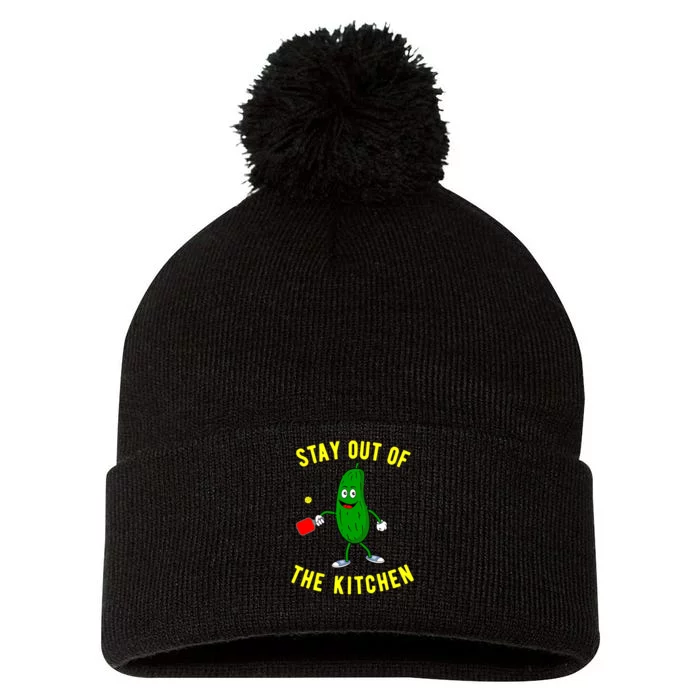 Pickleball Stay Out Of The Kitchen Funny Pom Pom 12in Knit Beanie