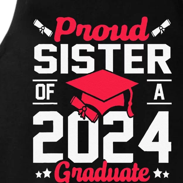 Proud Sister Of A Class Of 2024 Graduate Senior Graduation Ladies Tri-Blend Wicking Tank