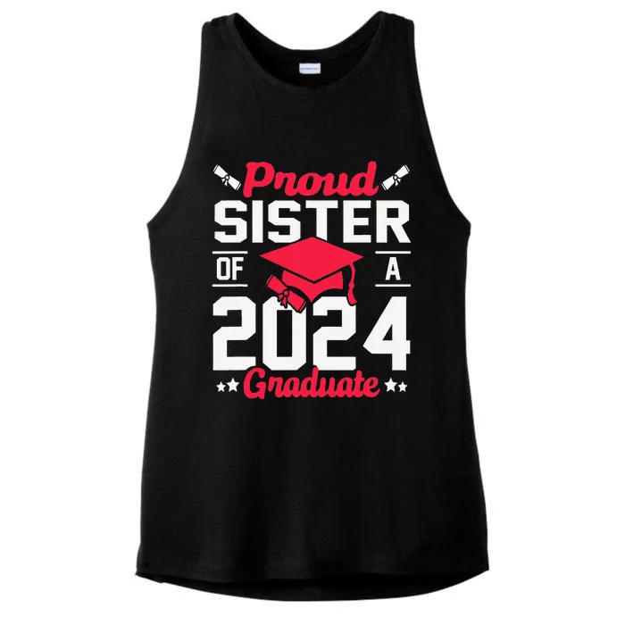 Proud Sister Of A Class Of 2024 Graduate Senior Graduation Ladies Tri-Blend Wicking Tank