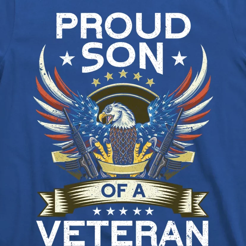 Proud Son Of A Veteran Usa Flag Proud American Veteran Son Meaningful Gift T-Shirt