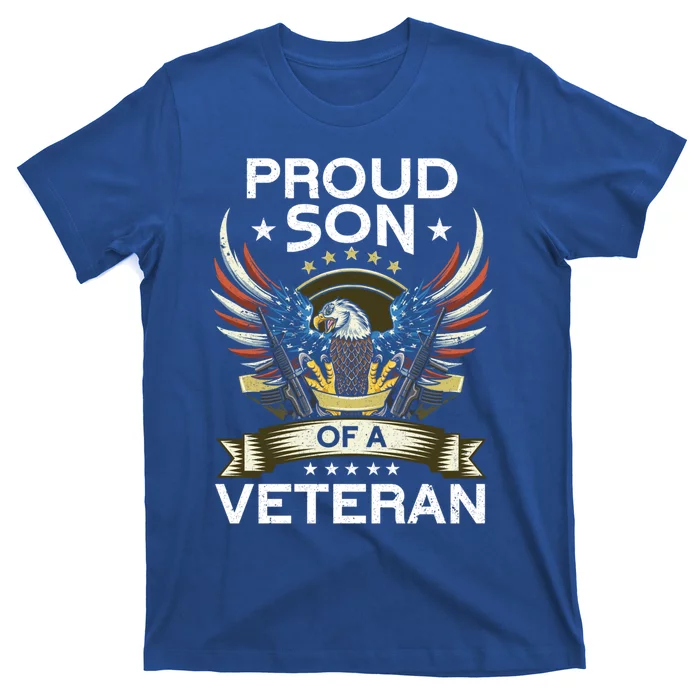 Proud Son Of A Veteran Usa Flag Proud American Veteran Son Meaningful Gift T-Shirt