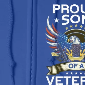 Proud Son Of A Veteran Usa Flag Proud American Veteran Son Meaningful Gift Full Zip Hoodie