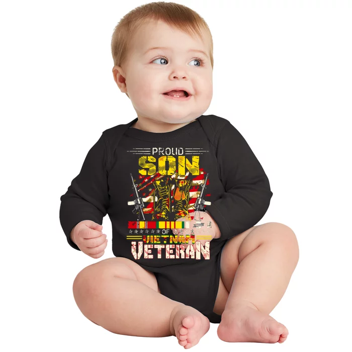 Proud Son Of A Vietnam Veteran, Vietnam War Vet Baby Long Sleeve Bodysuit