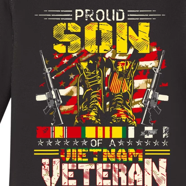 Proud Son Of A Vietnam Veteran, Vietnam War Vet Baby Long Sleeve Bodysuit