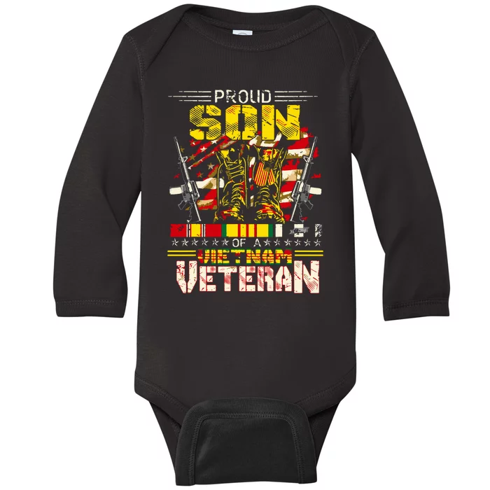 Proud Son Of A Vietnam Veteran, Vietnam War Vet Baby Long Sleeve Bodysuit