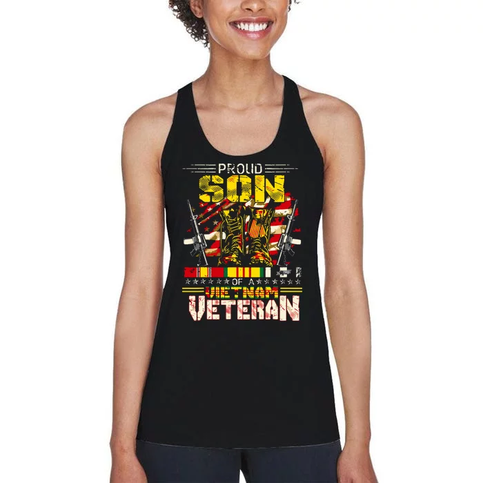 Proud Son Of A Vietnam Veteran, Vietnam War Vet Women's Racerback Tank