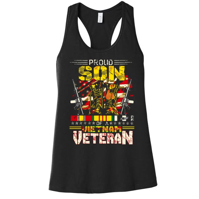 Proud Son Of A Vietnam Veteran, Vietnam War Vet Women's Racerback Tank