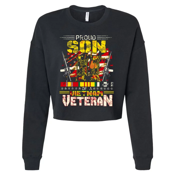 Proud Son Of A Vietnam Veteran, Vietnam War Vet Cropped Pullover Crew