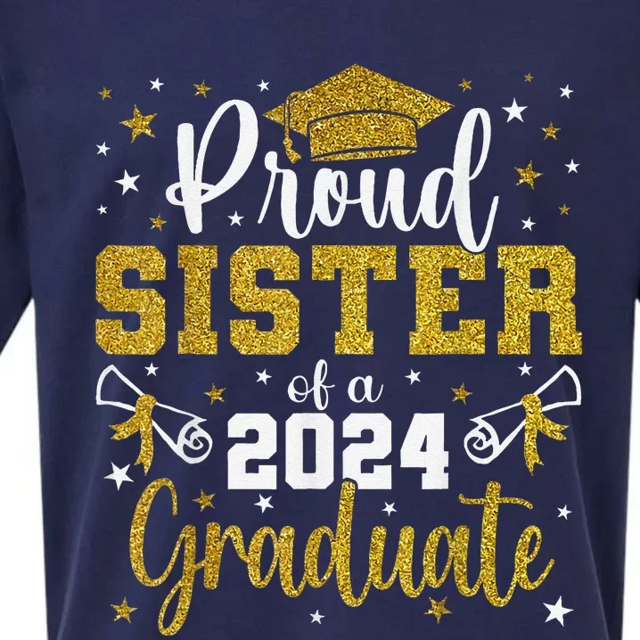 Proud Sister Of A Class Of 2024 Graduate Senior Graduation Sueded Cloud Jersey T-Shirt