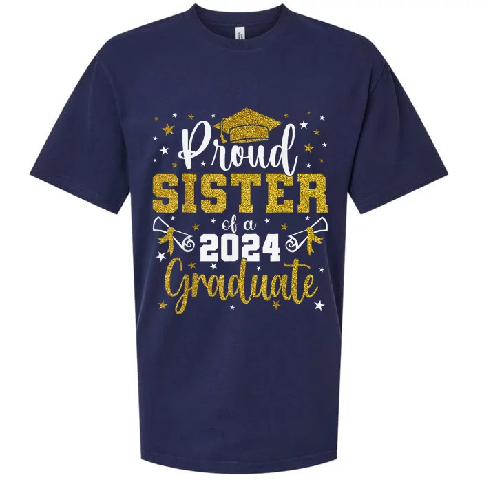 Proud Sister Of A Class Of 2024 Graduate Senior Graduation Sueded Cloud Jersey T-Shirt