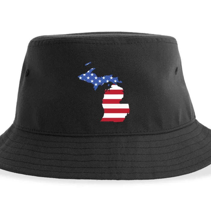 Patriotic State Of Michigan Usa Flag Sustainable Bucket Hat