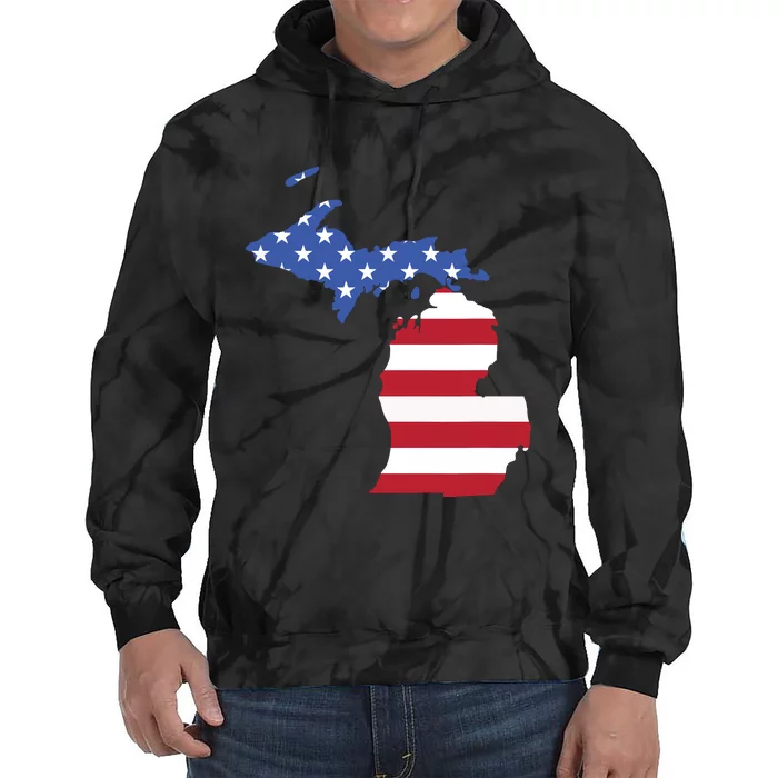 Patriotic State Of Michigan Usa Flag Tie Dye Hoodie