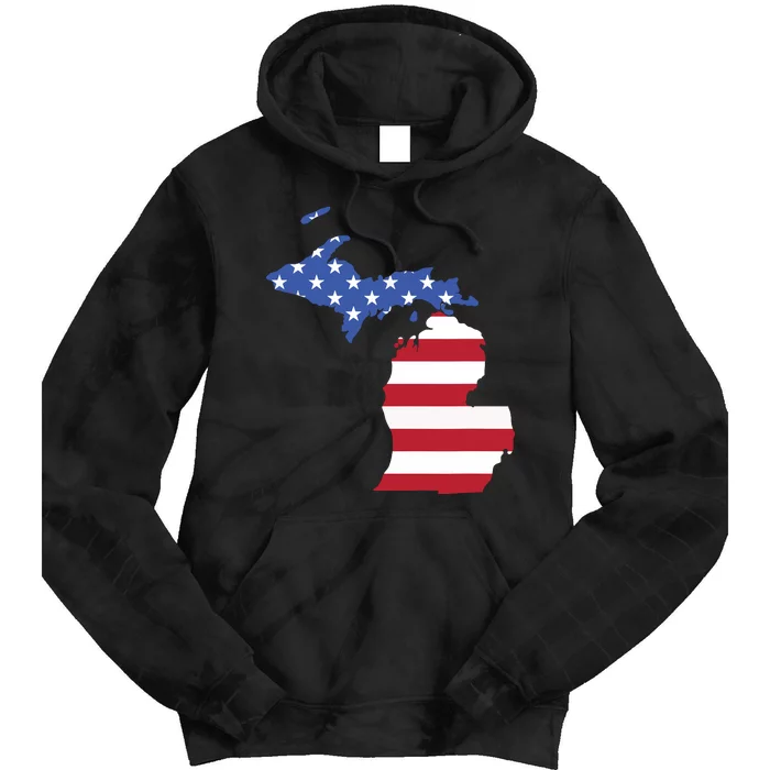 Patriotic State Of Michigan Usa Flag Tie Dye Hoodie