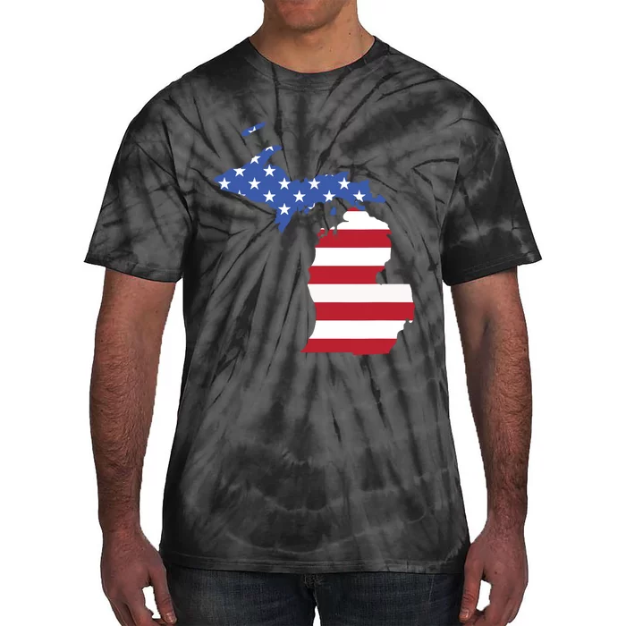 Patriotic State Of Michigan Usa Flag Tie-Dye T-Shirt