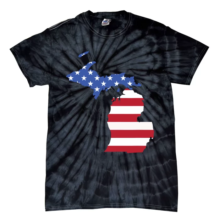 Patriotic State Of Michigan Usa Flag Tie-Dye T-Shirt