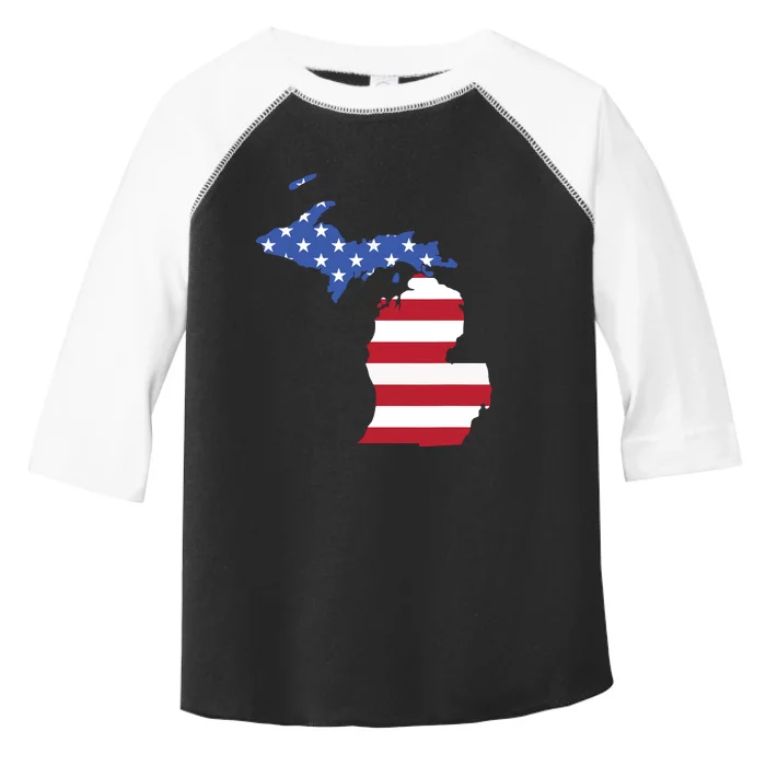 Patriotic State Of Michigan Usa Flag Toddler Fine Jersey T-Shirt