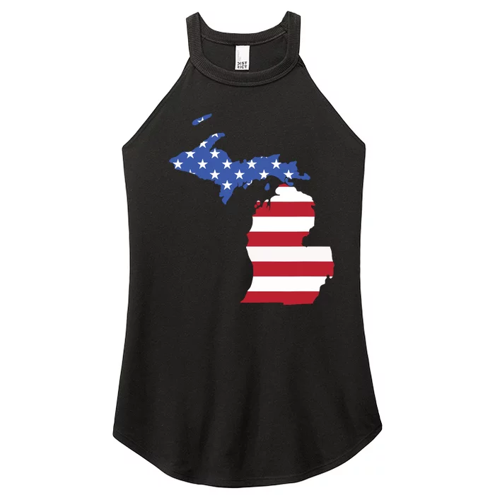 Patriotic State Of Michigan Usa Flag Women’s Perfect Tri Rocker Tank