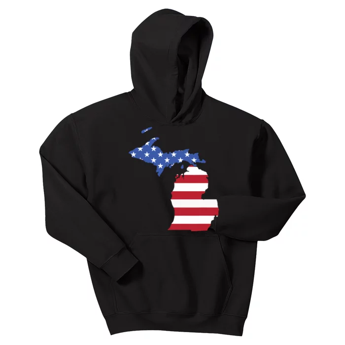 Patriotic State Of Michigan Usa Flag Kids Hoodie