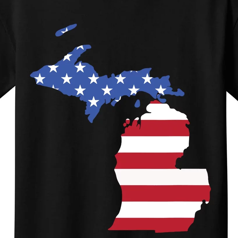 Patriotic State Of Michigan Usa Flag Kids T-Shirt