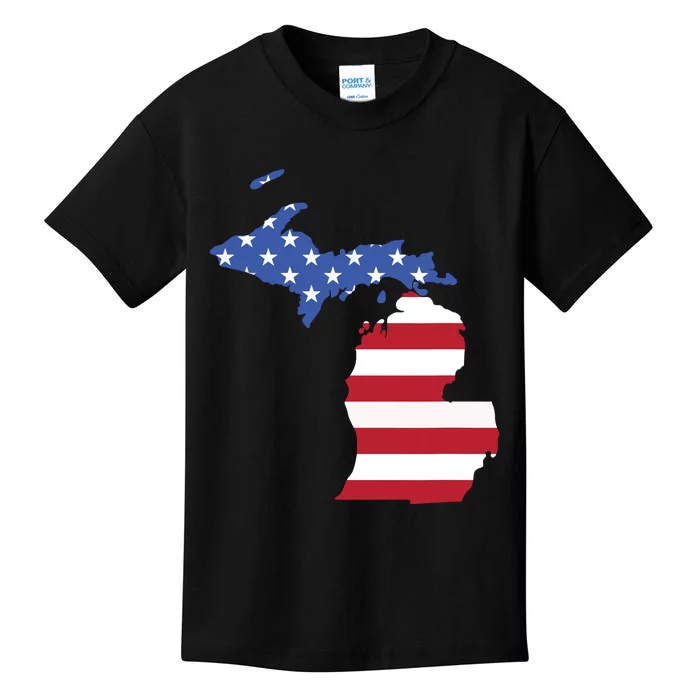 Patriotic State Of Michigan Usa Flag Kids T-Shirt