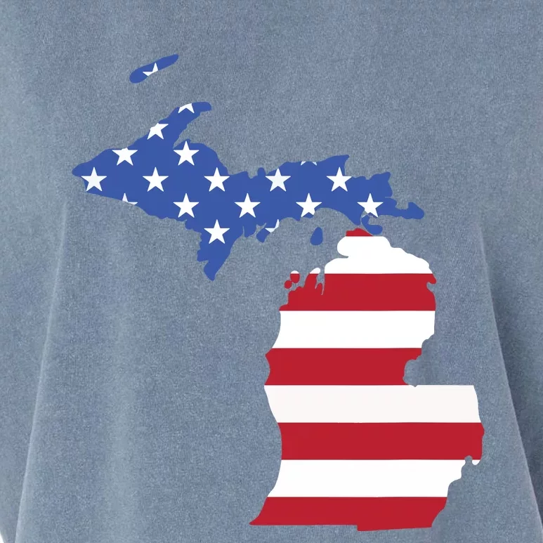 Patriotic State Of Michigan Usa Flag Garment-Dyed Women's Muscle Tee