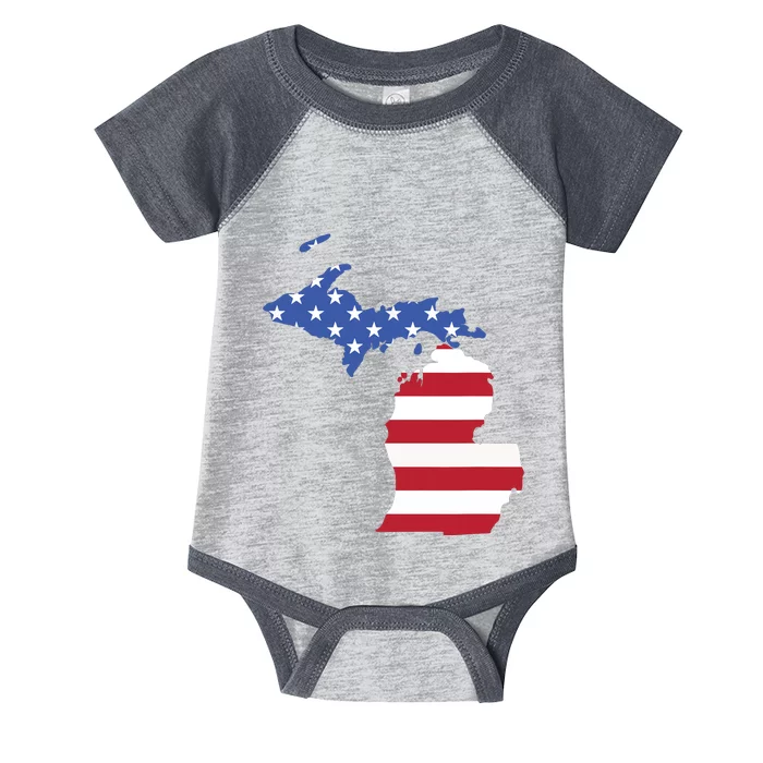 Patriotic State Of Michigan Usa Flag Infant Baby Jersey Bodysuit