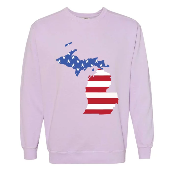 Patriotic State Of Michigan Usa Flag Garment-Dyed Sweatshirt