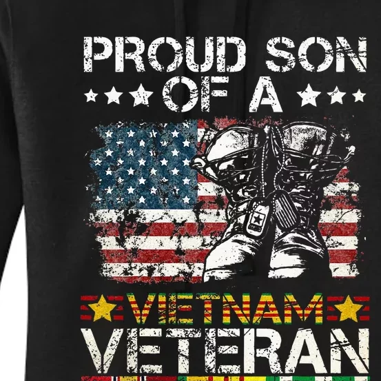 Proud Son Of Vietnam Veteran US Flag Women's Pullover Hoodie