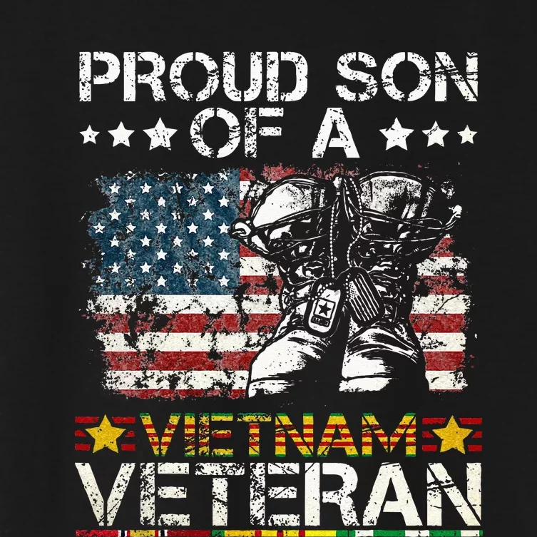 Proud Son Of Vietnam Veteran US Flag Women's Crop Top Tee