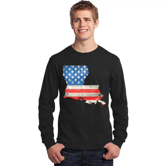 Patriotic State Of Louisiana Usa Flag Long Sleeve Shirt