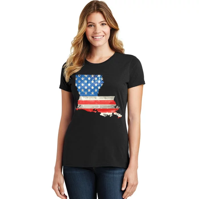 Patriotic State Of Louisiana Usa Flag Women's T-Shirt