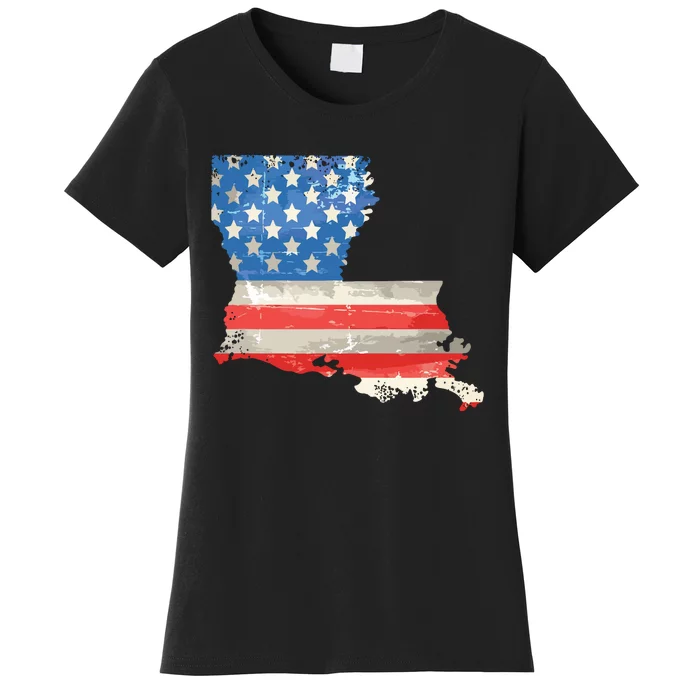 Patriotic State Of Louisiana Usa Flag Women's T-Shirt