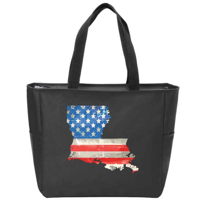 Patriotic State Of Louisiana Usa Flag Zip Tote Bag