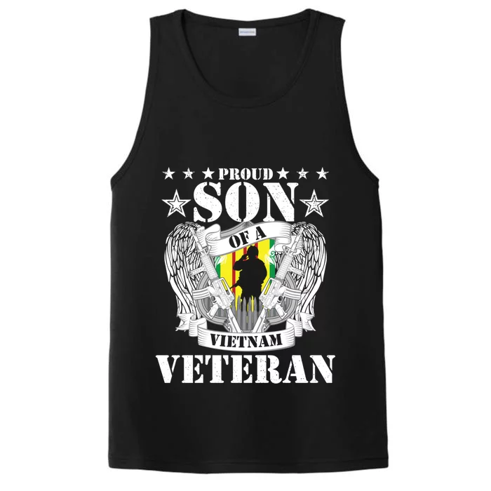 Proud Son Of A Vietnam Veteran Us Patriotic Veteran's Day Gift Performance Tank