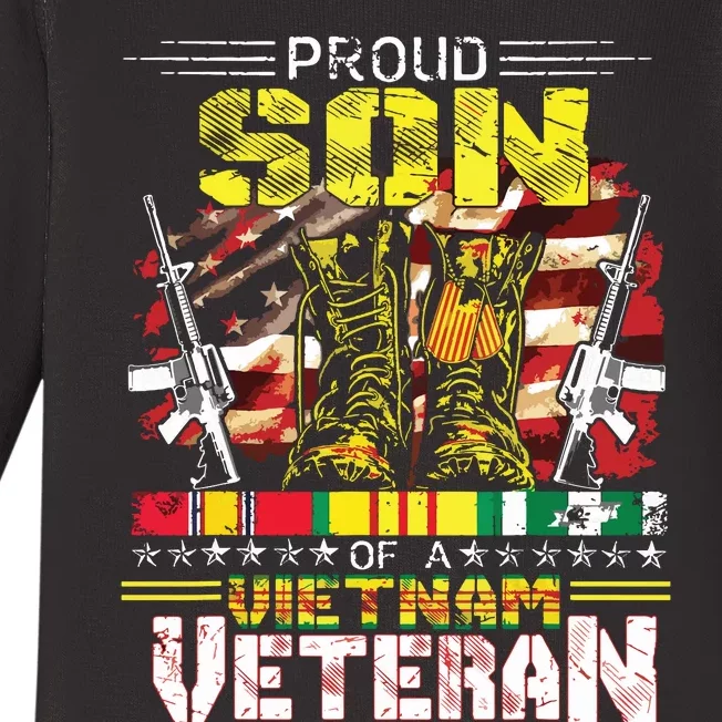 Proud Son Of A Vietnam Veteran Vietnam War Vet Baby Long Sleeve Bodysuit