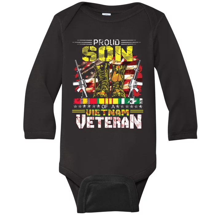 Proud Son Of A Vietnam Veteran Vietnam War Vet Baby Long Sleeve Bodysuit