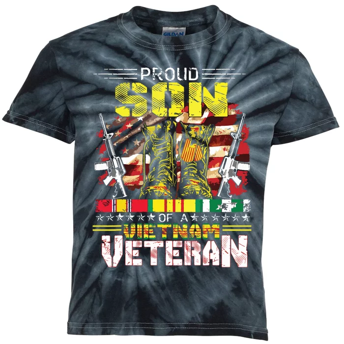 Proud Son Of A Vietnam Veteran Vietnam War Vet Kids Tie-Dye T-Shirt