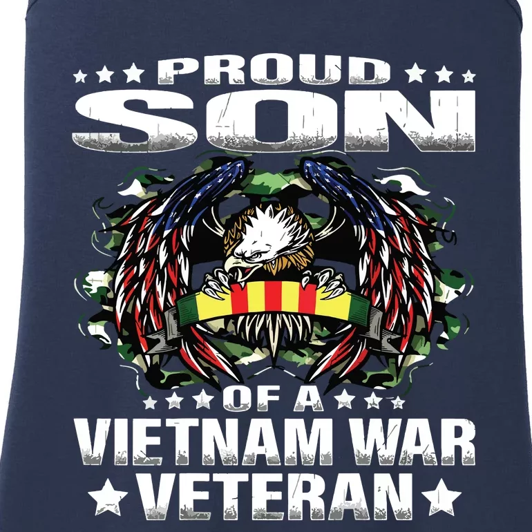 Proud Son Of A Vietnam War Veteran Military Vets Child Gift Ladies Essential Tank