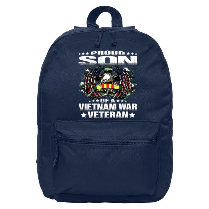 Proud Son Of A Vietnam War Veteran Military Vets Child Gift 16 in Basic Backpack