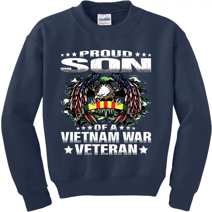 Proud Son Of A Vietnam War Veteran Military Vets Child Gift Kids Sweatshirt