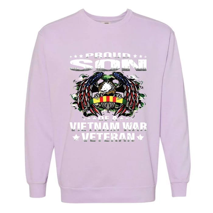 Proud Son Of A Vietnam War Veteran Military Vets Child Gift Garment-Dyed Sweatshirt