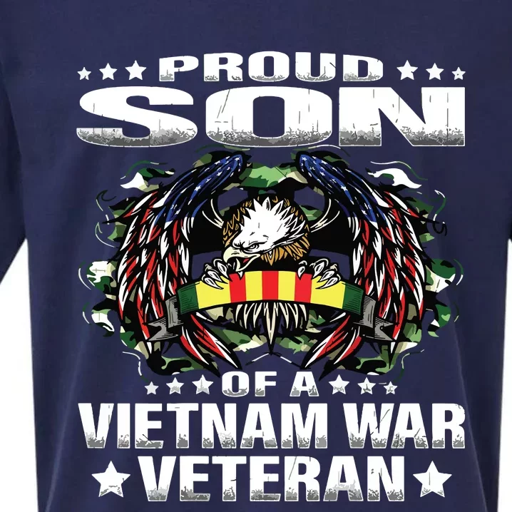 Proud Son Of A Vietnam War Veteran Military Vets Child Gift Sueded Cloud Jersey T-Shirt