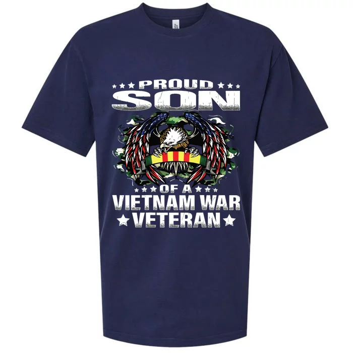 Proud Son Of A Vietnam War Veteran Military Vets Child Gift Sueded Cloud Jersey T-Shirt