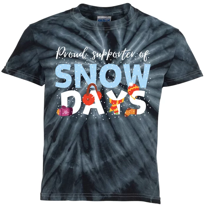 Proud Supporter Of Snow Days Funny Teacher Crew Kids Tie-Dye T-Shirt