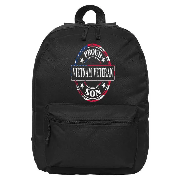 Proud Son Of A Vietnam Veteran American Flag Colors 16 in Basic Backpack