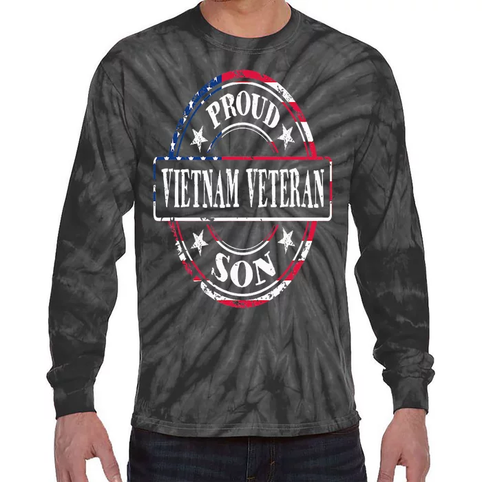 Proud Son Of A Vietnam Veteran American Flag Colors Tie-Dye Long Sleeve Shirt