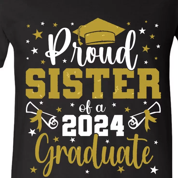 Proud Sister Of A Class Of 2024 Graduate Senior Graduation V-Neck T-Shirt