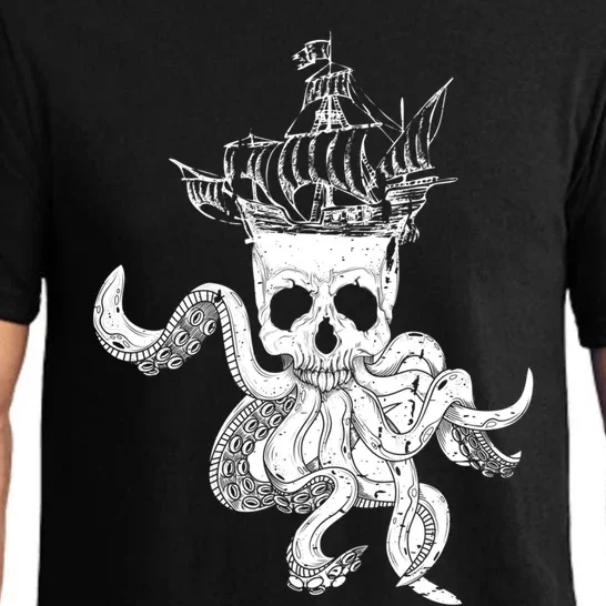 Pirate Ship Octopus Buccaneer Crossed Bones Freebooter Skull Gift Pajama Set