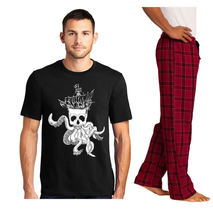 Pirate Ship Octopus Buccaneer Crossed Bones Freebooter Skull Gift Pajama Set